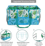 Joyfol Day Extra Large Utility Tote Bag, Reusable Grocery Bags Foldable, Upgraded Metal Frame, With Sturdy Handles Reinforced Bottom Heavy Duty Oxford Fabric Moving Shopping Bags, Leaves