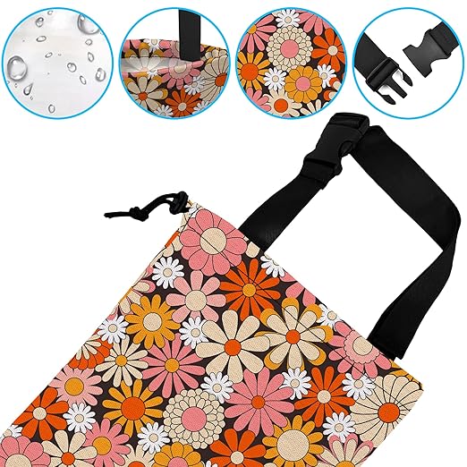 Car Trash Bag Vintage Groovy Flowers Car Garbage Bag Hanging Car Trash Can