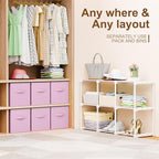 6 Cube Storage Organizer with Shelf Back to School Boxes 11 Inch Toy Storage Bins Closet Organizers Drawers Fabric Dresser fo