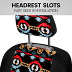 BDK Aztec Pattern Car Seat Covers for Front Seats, 2-Pack Geometric Print Front Seat Cover Set with Matching Headrest, Sidele