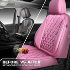 CAR PASS Piping Luxury Leather Two Front Car Seat Covers, Cute Girly Waterproof Anti Slip Seat Covers Compatible with Front S