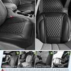 CAR PASS 2 Pack Leather Bottom Car Seat Covers Front Seat Cushion Cover, Anti-Slip and Wrap Around The Bottom, Car Seat Prote