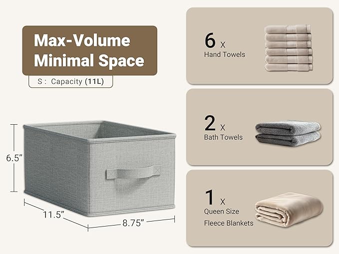 LayerSpace 3 Pack Fabric Storage Bins for Shelves | 11.5x8.75x6.5in Closet Storage Baskets | Collapsible Storage Bins | Fabri