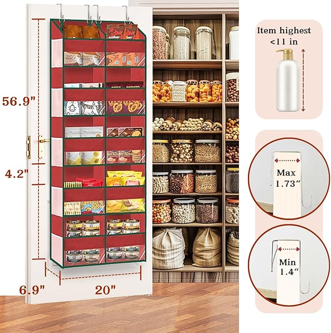 Christmas Over The Door Organizer 5 Tiers, Extra Large Behind Door Storage of 10 Compartments, 80 lbs Weight Capacity Hanging