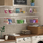 3-Tier Foldable Laundry Basket Organizer with Rotating Hooks - Space-Saving Over Washer and Dryer Shelf for Laundry Room Orga