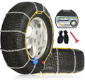 Auto Fixing Snow Chains, 2 x 12 mm, 30s Quick Installation of Tire Chains with Automatic Tensioner, Universal Emergency Tire 