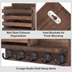 Lwenki Key Holder for Wall – Decorative Wooden Mail Holder and Key Shelf with Mounting Hardware, Installation Guide – Paulown