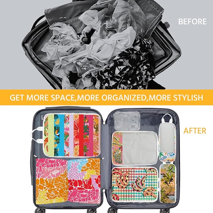 7 Pcs Compression Packing Cubes for Travel, Waterproof Suitcase Luggage Backpack Organizer with Toiletry Bag Travel Essential
