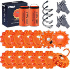 LED Road Flares 12 Pack Roadside Emergency Car Kit, USB Rechargeable (lithium battery) Road Safety Flare Light,9 Flash Modes,