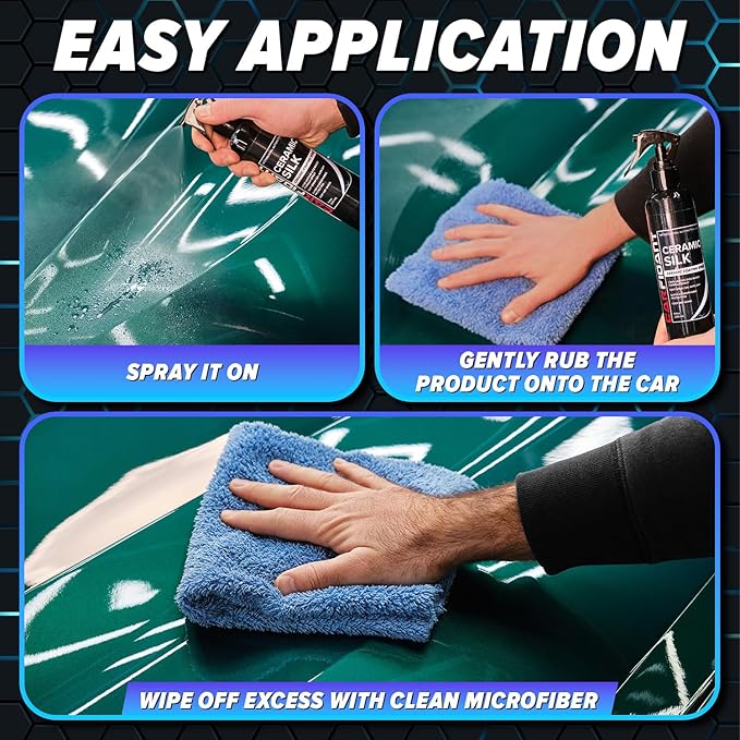 Carfidant Ceramic Silk - Ceramic Coating Spray - High Gloss, Hydrophobic Protection & Chemical Resistance for Cars, RVs & Boats - Long-Lasting Shine & Durability for Exterior Detailing - 8 fl. Oz.