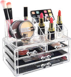 Ikee Design Acrylic Makeup Organizer with 4 Drawers and Removable Top Lipstick Holders, Ideal for Make-up or Accessories,Enha
