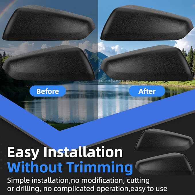 Driver & Passenger Side Mirror Cover Replacement for Chevrolet Equinox 2018-2023, for GMC Terrain 2018-2023 - Left & Right Side Mirror Covers, Rear View Mirror Cap Accessories Textured
