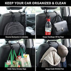 4 Pack Hanging Car Trash Bags, Washable Automotive Garbage Can for Back Seat with 4 Car Headrest Purse Hooks