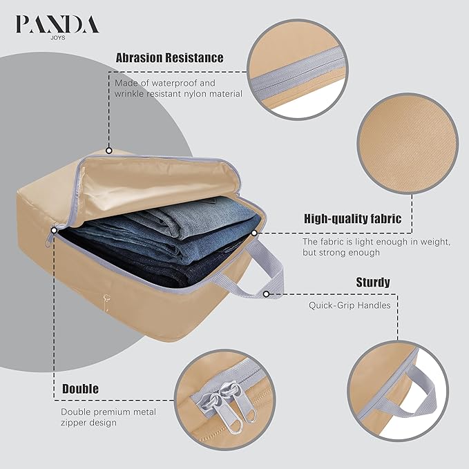 PANDA JOYS 4 Set Compression Packing Cubes Travel - Travel Accessories Expandable Packing Organizers for Carry On - Essential