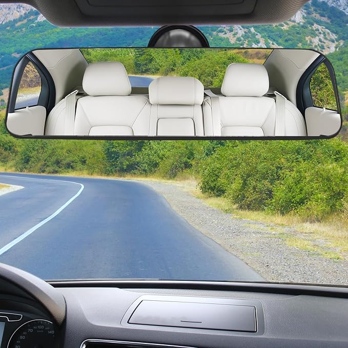 Rear View Mirror,Universal Anti-glare HD Adjustable Car Panoramic Rear View Mirror with Suction Cup(Widen the Field of View-Sector/Trapezoid/Rounded Rectangle)