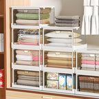 Kmiectse Clear Storage Bin with Lid 3 Pack 【Stackable & Sturdy】 Plastic Multifunctional Folding Storage Bins for Bedroom, Liv