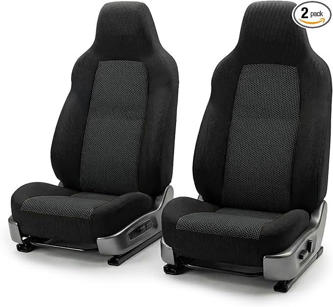 FH Group Car Seat Covers High Back Classic Cloth Front Pair Set with Gift, Easy to Install - Universal Fit for Cars, Trucks &