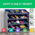 Humble Crew Supersized Toy Storage Organizer with 16 Removable Bins, Grey/Navy – Large Toy Storage for Toddlers Ideal for Kid