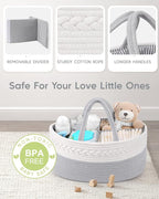 Maliton Diaper Caddy Organizer for Baby Boy- Cotton Rope for Changing Table, Nursery Storage, Newborn Baby Must Have Items