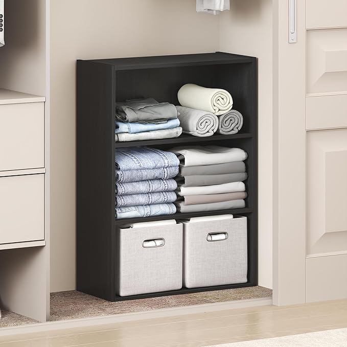 Furinno Reed Closet Organizers and Storage, 3-Tier Closet Organizer, Open Shelf Closet Storage, for Wardrobe, Bedroom, Living
