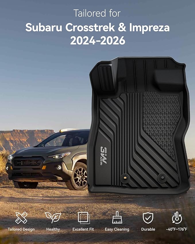 3W Floor Mats & Cargo Liner Fit for 2024 2025 2026 Subaru Crosstrek/2024 2025 2026 Subaru Impreza, All Weather TPE Car Liner Custom Fit for Crosstrek & Impreza Accessories (NOT for Hybrid)