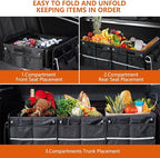 Car Trunk Organizer with Insulated Cooler Bag, Foldable Waterproof Storage Organizer with Lid for SUV, Truck, Sedan - 4 Large