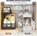 2-Pack Under Sink Storage Organizer with 2-Tier Slide Out Drawer, Sophisticated Mesh Pull Out Shelf for Kitchen & Bathroom, F