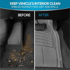 BDK 4-Piece Rubber Transparent Clear Floor Mats Heavy Duty for Front & Rear Car Truck Van SUV, All Weather Protection, Universal Fit