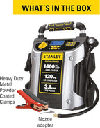 Stanley J7C09D 1400 Peak Amp Automotive Jump Starter, Portable Power - Triple 15W USB Ports, 120 PSI Air Compressor for