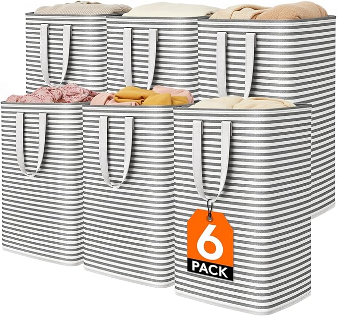 Lifewit 6 Pack Laundry Basket 80L Each, Collapsible Clothes Hamper with Reinforced Handles, Freestanding Waterproof Design fo