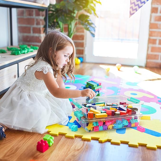 Vtopmart 6 Qt Plastic Storage Bins with Lids, Clear Sensory Bins, Arts Crafts Organizers and Storage, Stackable Containers fo