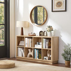 Joaxswe 8 Cube Storage Book Shelf, 52" Long Horizontal Bookshelf with Curved Edge, Floor Standing Wooden Cubby Bookcase with 