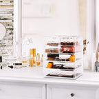 Sorbus Acrylic Makeup Organizer Set, 7-Drawer Vanity & Countertop Cosmetic Storage with Small & Wide Drawers, Clear Makeup St