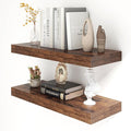 30 Inch Floating Shelves | 12 Inch Deep Brown Floating Shelves Set of 2 | 30" W x 12" D Rustic Wood Shelves for Wall | Deep B