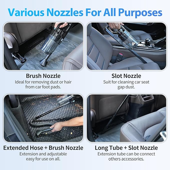NIKCOSMK Car Cleaning Kit, Car Detailing Kit with Car Vacuum 8000PA High Suction, Car Interior Cleaning Supplies with Detaili