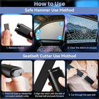 Dual-Head Car Safety Hammer, Upgraded 2-in-1 Window Breaker & Seatbelt Cutter for Traffic Accidents and Emergency Rescue, Und