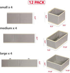 DIOMMELL 12 Pack Foldable Cloth Storage Box Closet Dresser Drawer Organizer Fabric Baskets Bins Containers Divider for Baby C