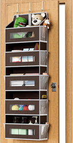 5 Tier Over The Door Organizer - Large Capacity Behind Door Hanging Shelves with 10 Mesh Pockets and Clear Windows, Closet Or