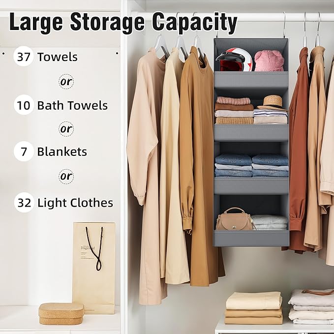 GRANNY SAYS 4-Shelf Hanging Organizer, Closet Hanging Shelves, Closet Hanging Storage Organizers, Organization for Bedroom, L