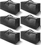 6 Pack Heavy Duty Extra Large Moving Bags W/Backpack Straps - Strong Handles & Zippers, Storage Totes For Space Saving, Fold 