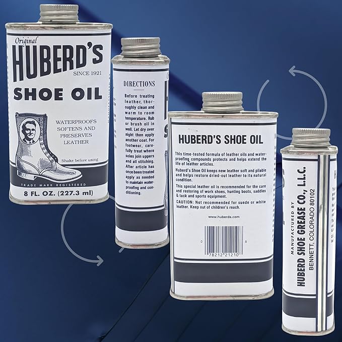 Huberd's Shoe Oil – Leather Conditioner & Waterproofer for Boots, Shoes & Leather Gear. Easy Pour Formula Softens & Protects 