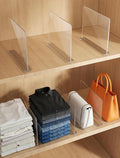 Purse Organizer for Closet Shelf Dividers: 6 Pack Acrylic Clear T-shaped Vertical Shelves Separators - Durable Space Saver Ea