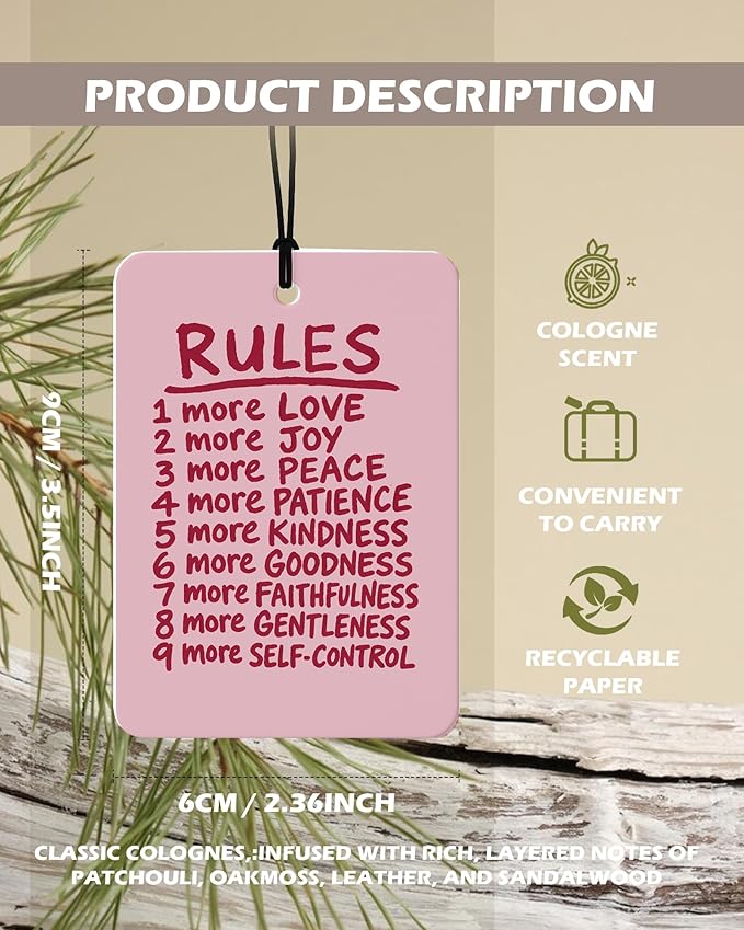 Retro Pink Christian Car Air Freshener 4 Pcs, Neutral Bible Verses Hanging Air Freshener for Cars Bathroom Dorm Books Decor, 