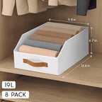 Homsorout Fabric Storage Bins for Organizing - 8 Pack Large Trapezoid Collapsible Storage Bins with Front Handle, Closet Orga