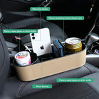 Car Seat Organizer Cup Drink Holders,Multifunctional Gap Filler Storage Box,Insert Organization Helps Reduce Distracted Driving&Holds Phone Mount Mug Bottle Cellphones Coasters Wallet Cards (Beige)