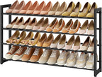 FAVOOSTY 4-Tier Expandable Shoe Rack, Adjustable Shoe Shelf Storage Organizer Space Saving Metal Free Standing Shoe Rack for 