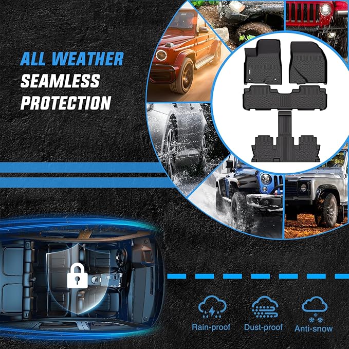 Nilight TPE Floor Mats for Toyota Highlander 7&8 Seats 2014 2015 2016 2017 2018 2019 (Not for Hybrid) All Weather Custom Fit Heavy Duty Floor Liners