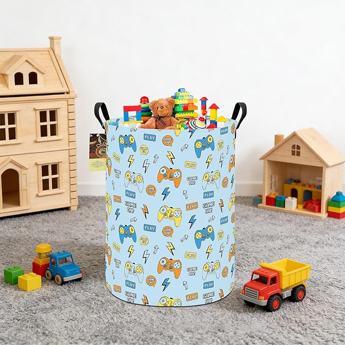 HUNRUNG Laundry Hamper,Large Canvas Fabric Lightweight Storage Basket Toy Organizer Dirty Clothes Collapsible Waterproof for 