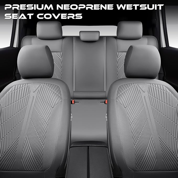 CAR PASS Waterproof Car seat Covers Full Sets Neoprene Wetsuit, All-Weather Non-Slip Durable, Universal Fit for SUV Sedans Tr