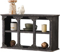SOFE Distressed Black Floating Shelf with Carved Accents, 3-Tier Wall Shelving Unit, 24 Inch Long Farmhouse Decorative Wooden